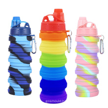 wholesale BPA free leakproof foldable outdoor sports drinking silicone collapsible water bottle
